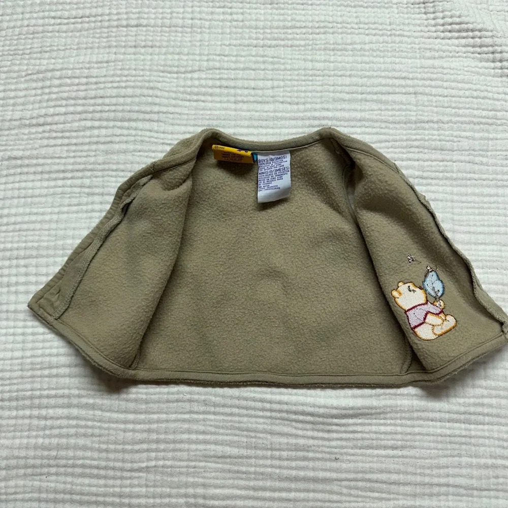 Vintage Y2K Winnie The Pooh Fleece Vest Embroidered Pooh Bear 0/3m Disney